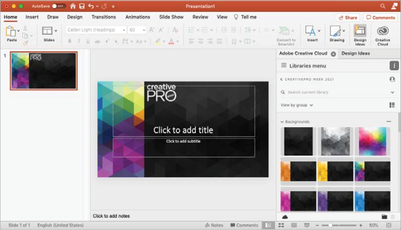 The Adobe Creative Cloud add-in for Word and PowerPoint