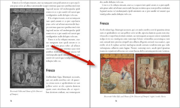 Left side of image: black and white book with stacked images; right side is ebook with the two images side by side