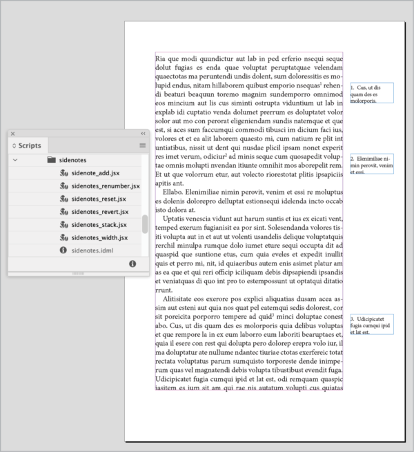 Book page designed with sidenotes in margin