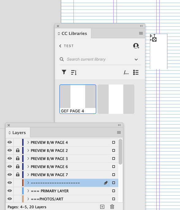 Placing the Grey Enforcement Frame from library item for page 4