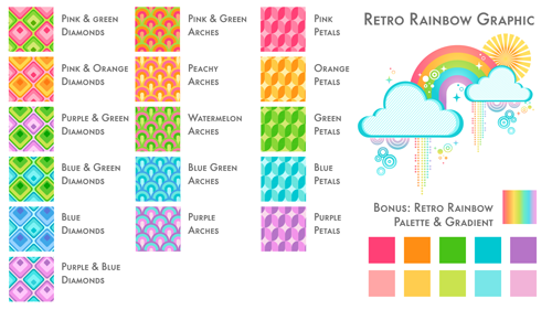 Retro Rainbow Pattern Set