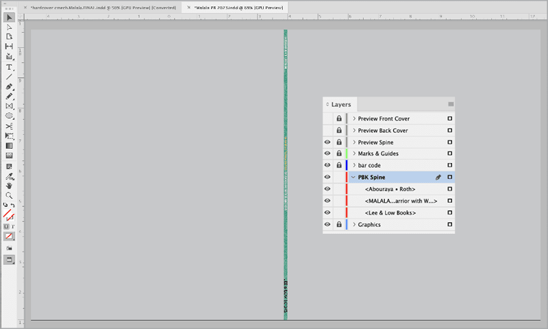 Figure 14. Preview the spine by making its layer visible.