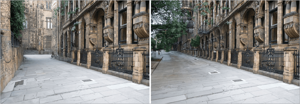 Figure 15. Two views of the extended street