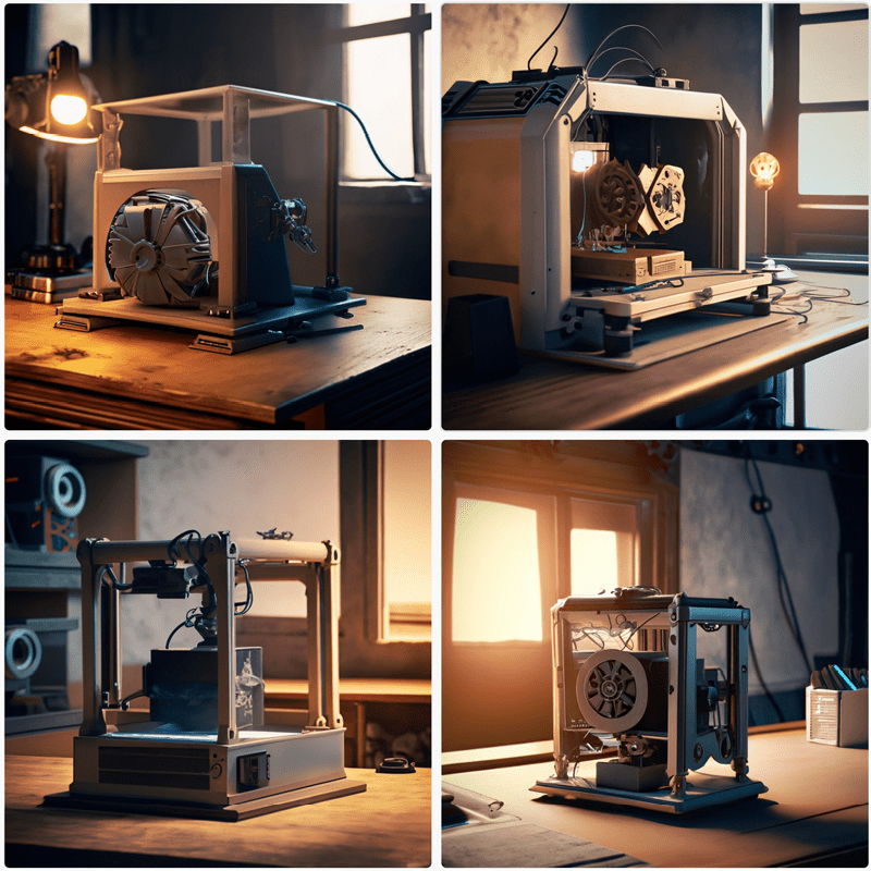 Figure 2. Imaginative renderings of a retro 3D printer