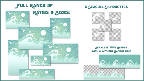 sun and sea illustration set for Adobe Illustrator