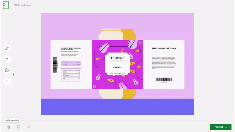 PageProof’s barcode scanner being used on an example of packaging artwork to highlight all its features.