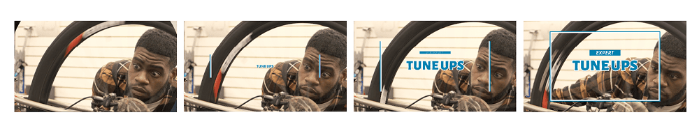 Figure 14. Customize the settings of each template instance in your project with custom text, colors, and visibility of objects. Compare this sequence of frames to the default shown in Figure 11. 