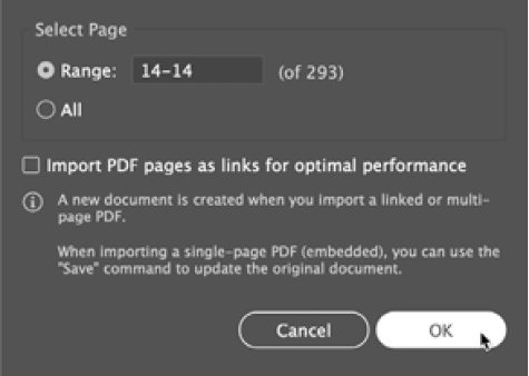 Figure 4. When you use Illustrator to open a multi-page PDF, you must specify the page(s) you want.