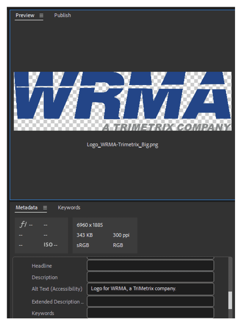 Figure 11. The metadata fields available from Adobe Bridge can map to fields in InDesign.