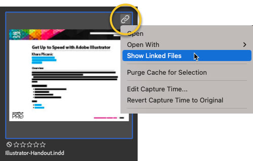 Figure 7. Showing files linked in an InDesign file
