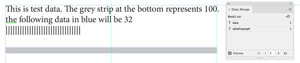 The result of a data merge in Adobe InDesign for making variable bar graphs