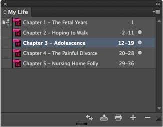 The Book panel in InDesign