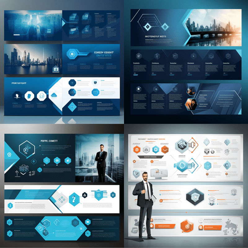 Figure 10. Midjourney images generated with the prompt a modern business presentation template
