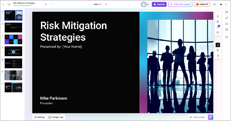 Figure 4. Presentations.ai created a deck just from a simple prompt and some guidance via a question-and-answer popup.