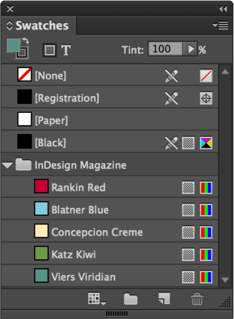 InDesign Swatches panel