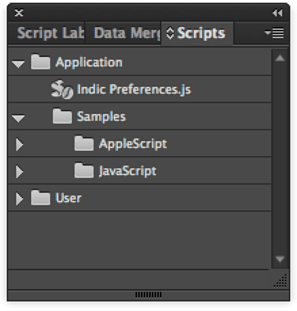 InDesign Scripts panel 