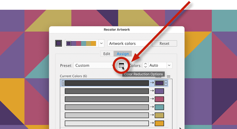 Figure 5. Click this button to open the Color Reduction Options dialog box inside Advanced Options.
