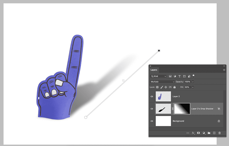 Figure 7. Use a gradient layer mask to fade out a shadow as it gets farther from the object casting it.