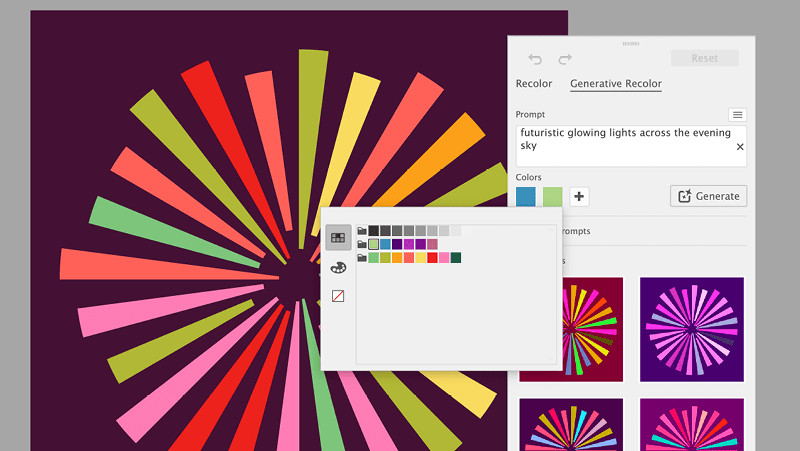 Figure 7a. Adding color swatches can help guide the prompt to results that harmonize with your brand colors.