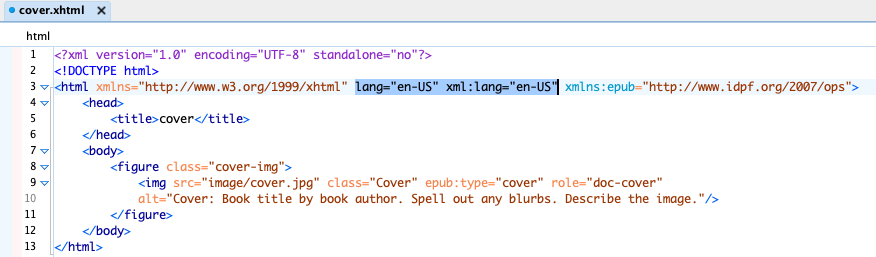 Language declaration in EPUB code exported from Adobe InDesign