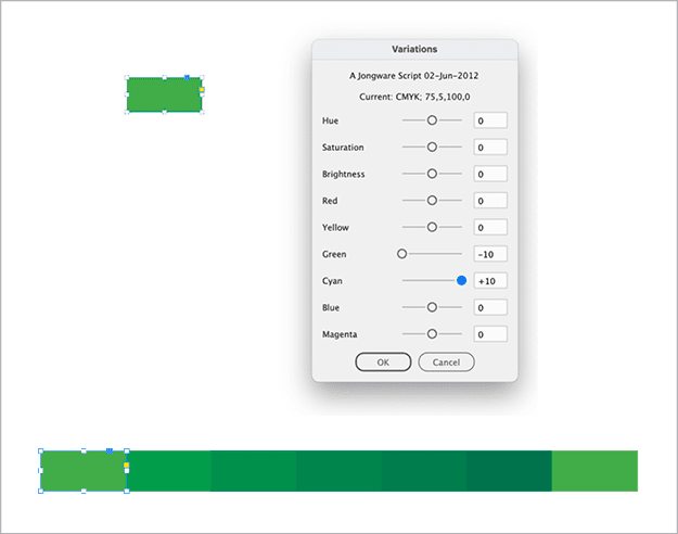 Figure 19. Variations can automatically generate a continuum of colors.