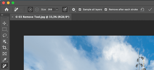 Figure 20. Check Sample All Layers to be able to work on a new layer.