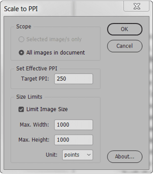 Figure 23. Scale to PPI automatically sizes your placed images to the largest they can be reproduced at the resolution you specify. Just don’t make them bigger, and you’ll be good to go.