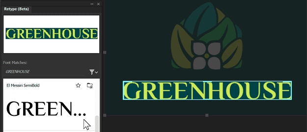 Figure 15. Retype will attempt to identify the original font of text in a raster image.
