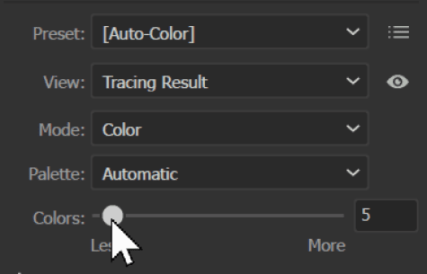 Figure 7. You can manually set the target number of colors for your trace using the Colors slider.