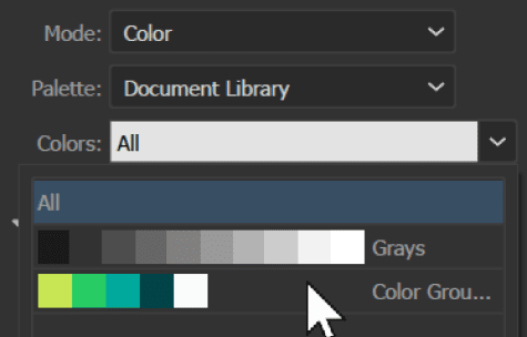 Figure 8. You can choose a predefined color group from your Swatches panel for complete control over the palette.