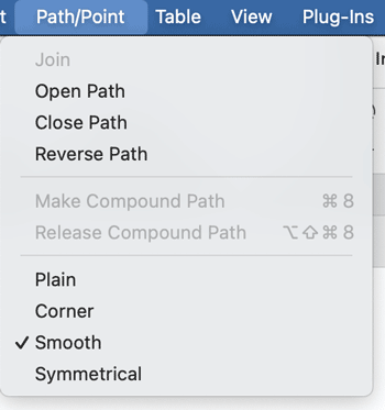 InDesign Path/Point menu created by a startup script written by Peter Kahrel