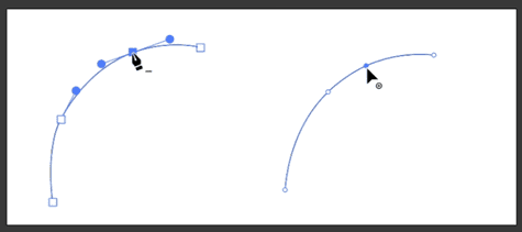 Figure 2. Use the minus (-) key shortcut to access the Delete Anchor Point tool when drawing with the Pen tool. When drawing with the Curvature tool, you can select the point you wish to remove and press the Delete/Backspace key.