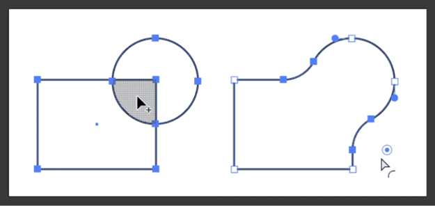 Figure 4. Using simple shapes and combining them with the Shape Builder tool or Pathfinder panel allows you to quickly build complex shapes with smooth paths and minimal points.