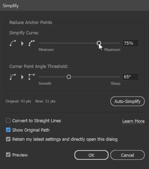 Figure 6. In the Simplify dialog box you can set additional options.