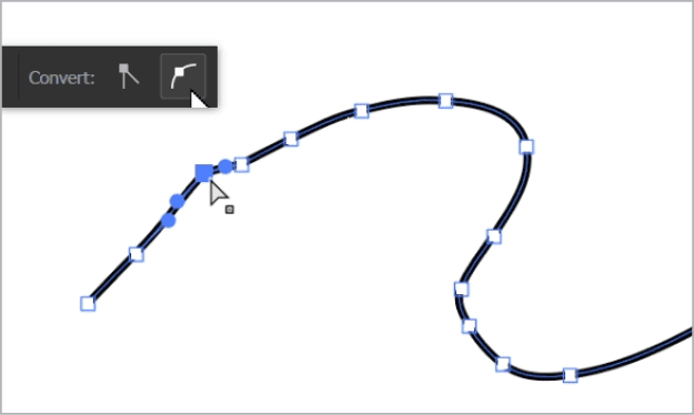 Figure 9. Sometimes path smoothing requires manual adjustments of individual points such as converting the point from a Corner point to a Smooth point.