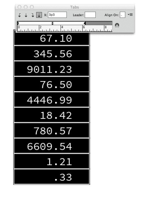 Figure 10. Setting an Align On tab in a table