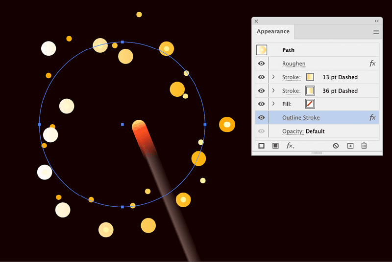 Figure 12. The Outline Stroke effect doesn’t cause any visible change, but it enables you to apply another effect.
