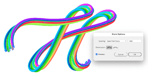 Figure 6. Enter the number of specified steps in the Blend Options dialog box.