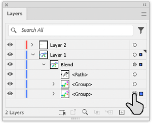 Figure 7. Target a layer in the Layers panel to apply appearances to an element.