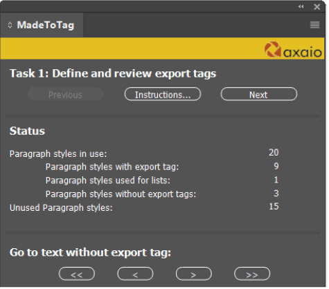 Figure 4. MadeToTag panel
