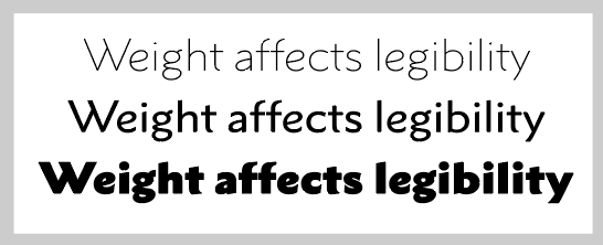 Weight affects legibility