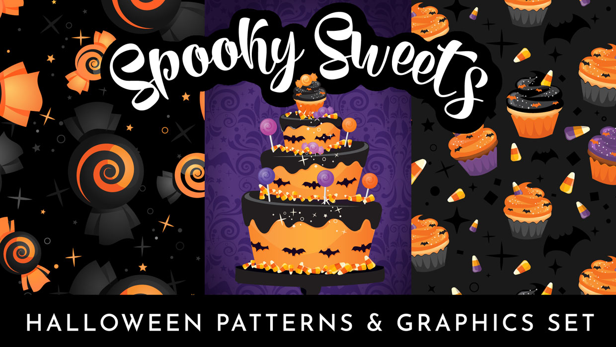 Illustrator downloadable, Spooky Sweet Halloween patterns