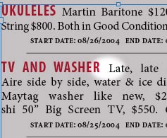 Design of ads with punctuation eliminated