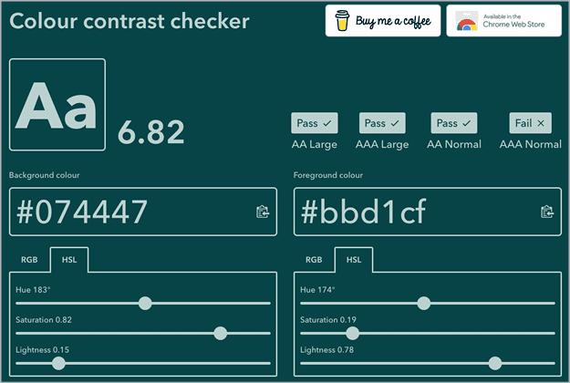 Figure 12. Colour Contrast Checker results