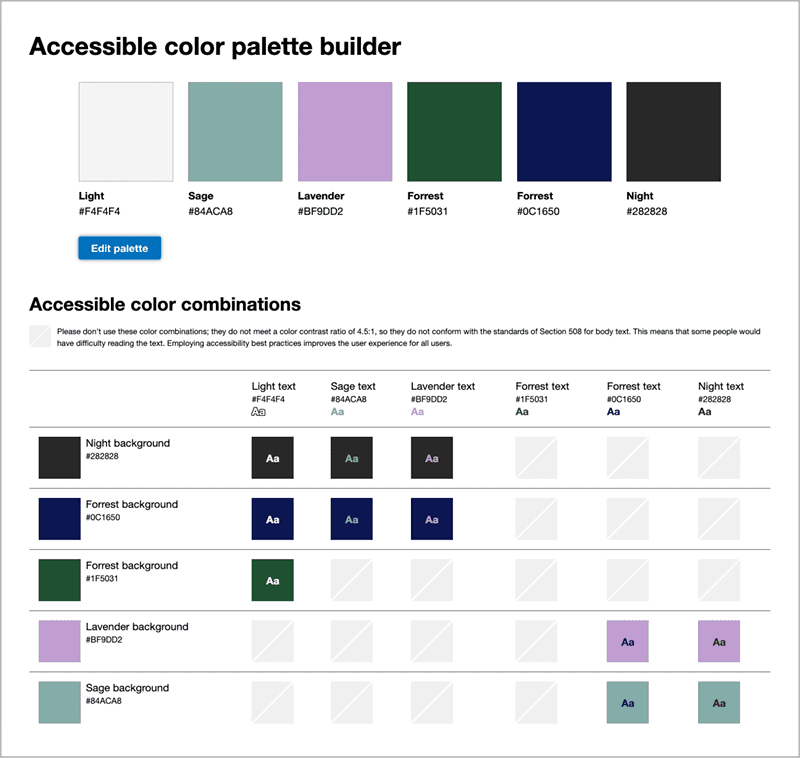 Figure 14. Accessible Color Palette Builder