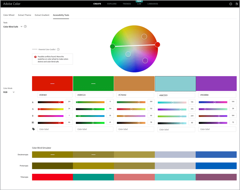 Figure 4. The Adobe Color Color Blind Safe tool