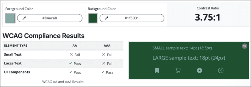 Figure 6. Accessible Web’s WCAG Color Contrast Checker