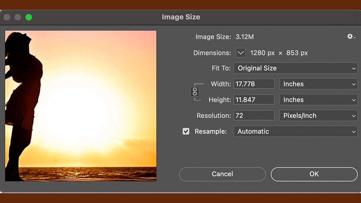 Photoshop Image Size dialog box