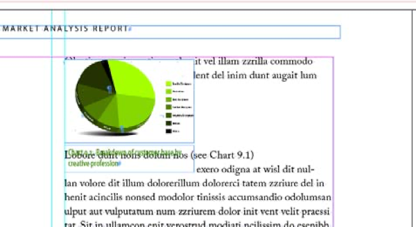 The pie chart and caption from Figure 3 are pasted into the text flow and superimposed on the body copy.