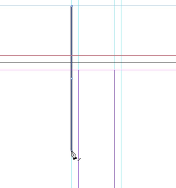 fold lines in progress showing a rule created with the pen tool.